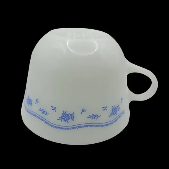 Pyrex Corelle By Corning Blue Flower Teacup Saucer Set White‎ Glass Coffee - Picture 11 of 15